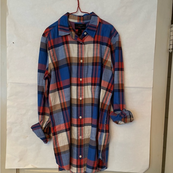 J.Crew Blue Red Plaid Button Down Shirt Boy style size 0 - Picture 5 of 6